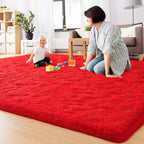 BENRON Fluffy Red Rugs for Living Room Bedroom 4x6, Soft Plush Fuzzy Shaggy - Image 5