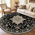 RELEANY Area Rugs Round 6ft Washable Non-Slip, Floral Vintage Distress by RELEANY
