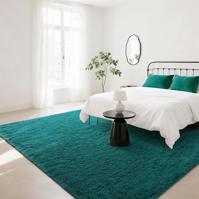 BENRON Teal Green Fluffy Rugs for Living Room Bedroom 4x6, Soft Plush Fuzzy - Image 5