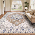 Rugflix 9x12 Area Rug for Living Room, Vintage Washable Area Rug Non Slip by RugflixAreaRugs
