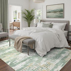 DCX Abstract Area Rug 8x10, Washable Sage Green Modern Rug - Image 3