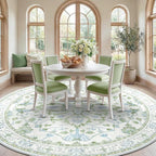 RELEANY Area Rugs Round 10ft Washable Non-Slip, Floral Vintage Distress - Image 3