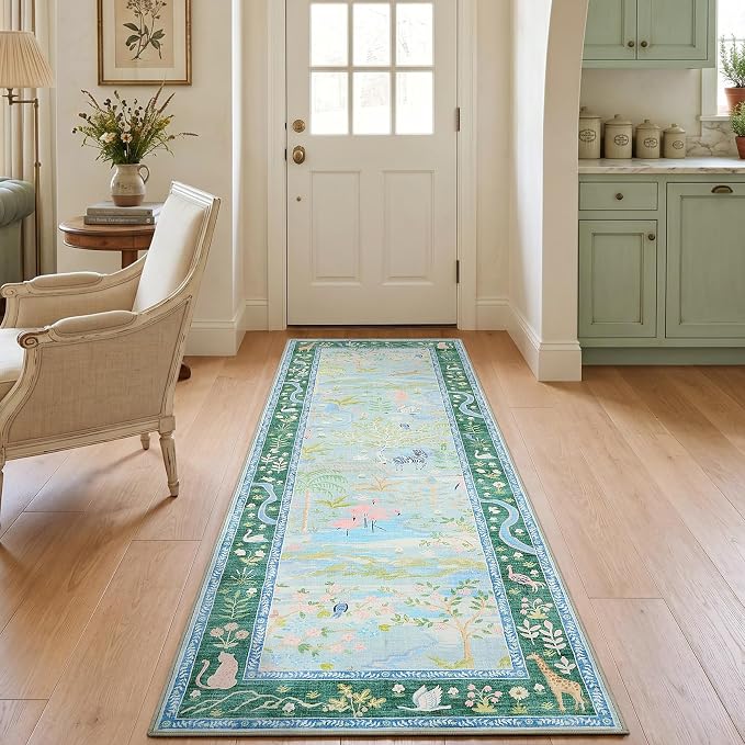 Long Runner Rug for Hallway 2x8 Whimsical Woodland Throw Runner Carpet Non Slip - Image 9