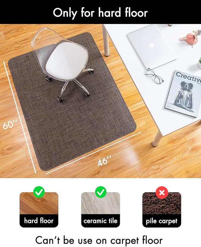 BARoyal Office Chair Mat for Hardwood Floor Under Desk Computer Rolling Chair - Image 3