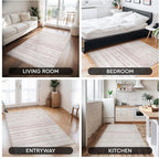 3x5 Pink Area Rug Machine Washable Non Slip Rug Distressed Neutral Moroccan - Image 7