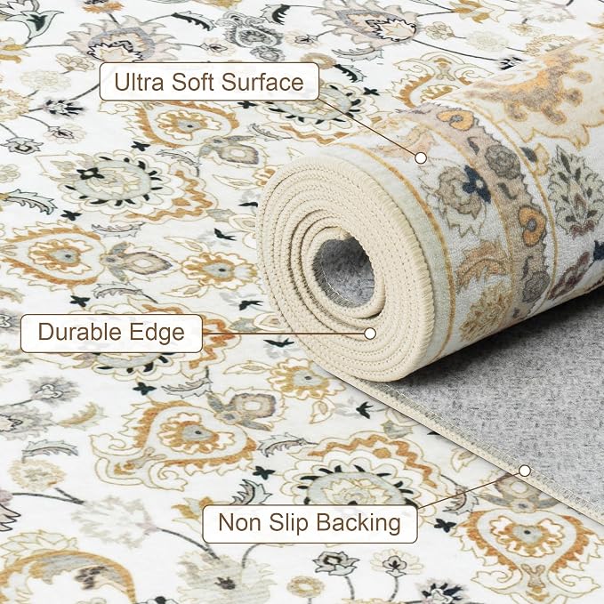 Area Rugs 10x14 Living Room Rug: Washable Rug Soft Vintage Boho Carpet Indoor - Image 7