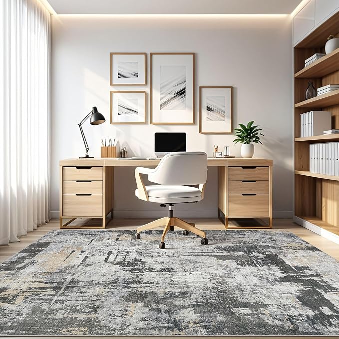 7x10 Area Rug Living Room: Washable Large Abstract Modern Soft Rug Stain - Image 8