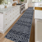 KUTA Long Hallway Runner Rug 2.6x16 Non-Slip Washable, Moroccan Vintage Black - Image 2