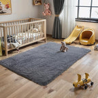 KICHOWUA 3x5 Grey Fluffy Shag Rug - Image 6