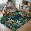 LIVEBOX Washable Jungle Dark Green Rug 5x7 by LIVEBOX