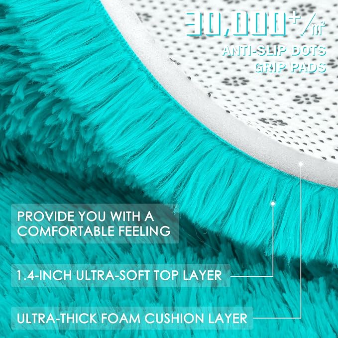 OLANLY 2x3 Machine Washable Small Bedside Rug, Soft Fluffy Shaggy Entryway - Image 8