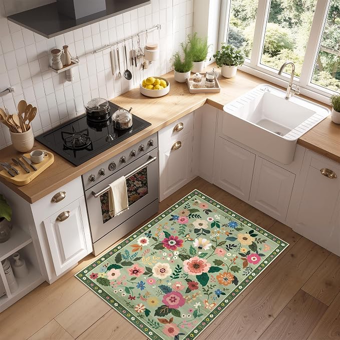 RELEANY Floral 2x3 Area Rugs Washable Print Boho Cute Carpet Non Slip Flower - Image 6