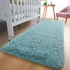 YJ.GWL Fluffy Runner Rugs for Bedroom Living Room Soft Shag Teal Rug 2x6 Feet - Image 6