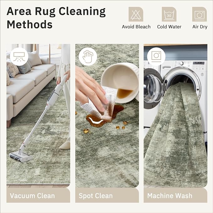Soalmost Abstract Rug 8x10 Large Living Room Neutral Modern Washable Area Rugs - Image 9