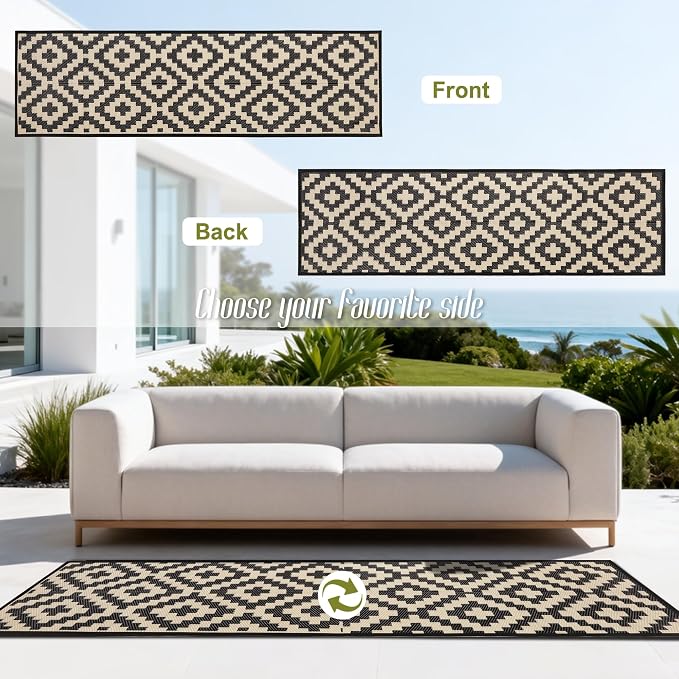 SAND MINE Reversible Mats, Plastic Straw Rug, Modern Area Rug, Large Floor Mat - Image 3