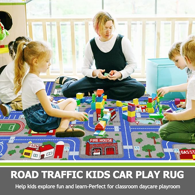 Capslpad Blue Car Road Kid Rug Carpet Playmat - Image 6