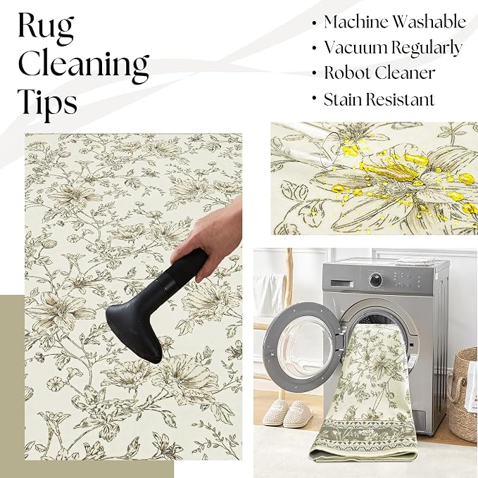 Beige and Taupe Farmhouse Washable 9x12 Area Rugs - Image 6