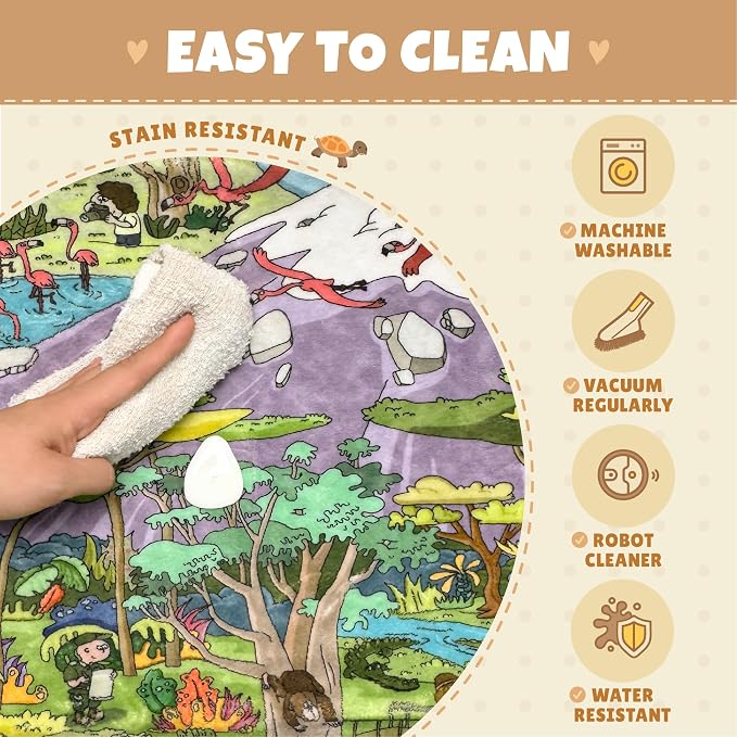 Desert Adventure Kids Rug 5x7 – Safari Animal Map Carpet - Image 4