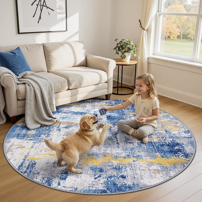 RELEANY Washable Area Rugs 8ft Non-Slip Modern Abstract Soft by RELEANY