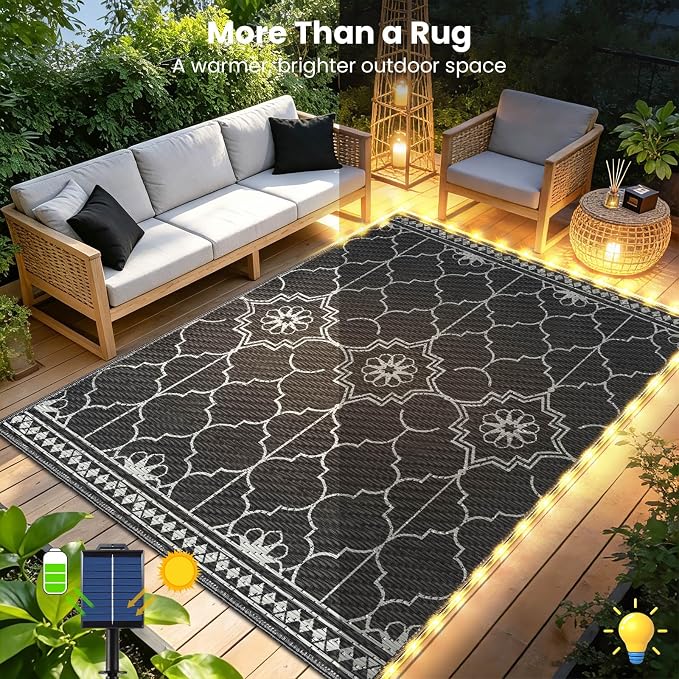 8x10Ft Outdoor Rug, Solar Powered Outdoor Rug - Image 3