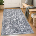KILOCOCO Area Rug 3x5 Entryway Rug Washable Printed Vintage Floral Rubber by Kilococo