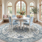 RELEANY Area Rugs Round 8ft Washable Non-Slip, Floral Vintage Distress - Image 2