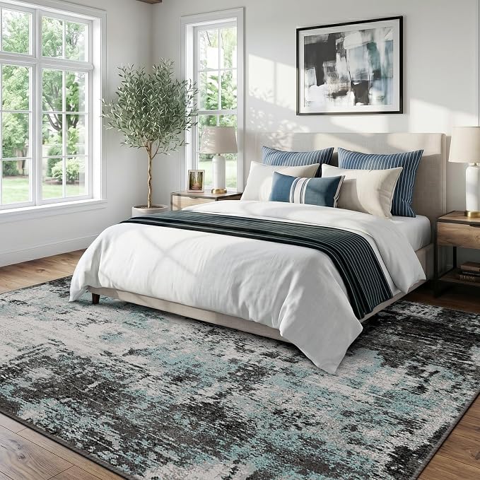 RELEANY Washable Area Rugs 5'x7' Non-Slip Modern Abstract Soft - Image 2