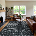 Lahome Moroccan Black 9x12 Rug for Living Room, Washable Non-Slip Ultra-Thin - Image 6