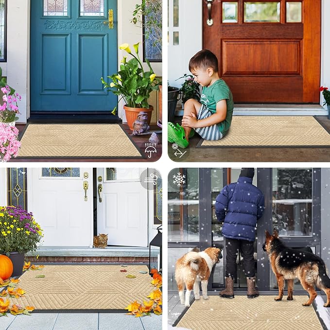 Smiry Front Door Mat Outside Entrance, Heavy Duty Sturdy Natural Rubber Doormat - Image 7