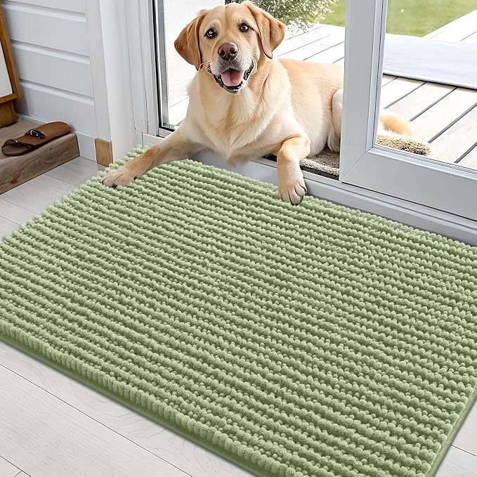 OLANLY Dog Door Mat for Muddy Paws 36x24, Ultra Absorbent Chenille Mud Doormat by OLANLY