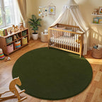 Amearea Olive Green Round Area Rugs 4ft Washable Circle Rugs - Image 8