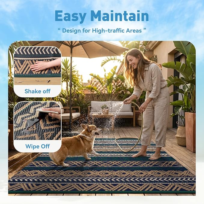 MontVoo Outdoor Rug Carpet Waterproof-Patio Rug Mat 5x8 Reversible RV Outdoor - Image 7