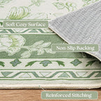 Green and Cream Area Rug 3x5 for Entryway Machine Washable Small Rug for Indoor - Image 4