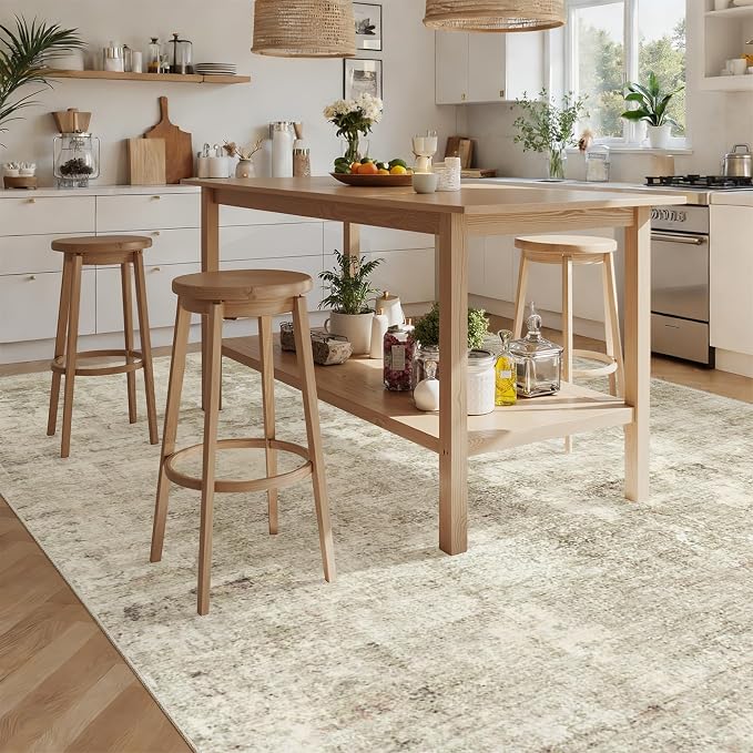 Soalmost 7x10 Area Rug for Living Room Washable Abstract Vintage Soft Thin - Image 4