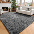 Amdrebio Grey Modern Large Living Room Rugs 6x9, Fluffy Area Rug by Amdrebio