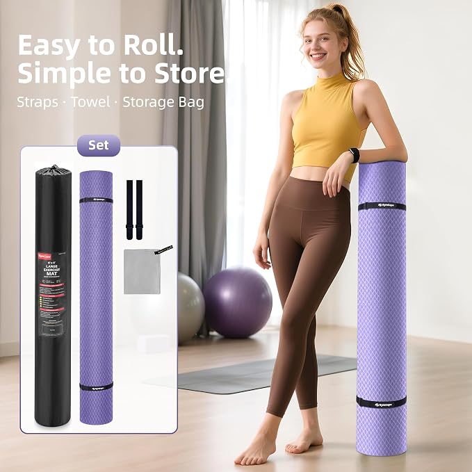 Extra Large Yoga Mat – 72"x48" or 78"x57", 1/4"–1/2" Thick Mat - Image 9