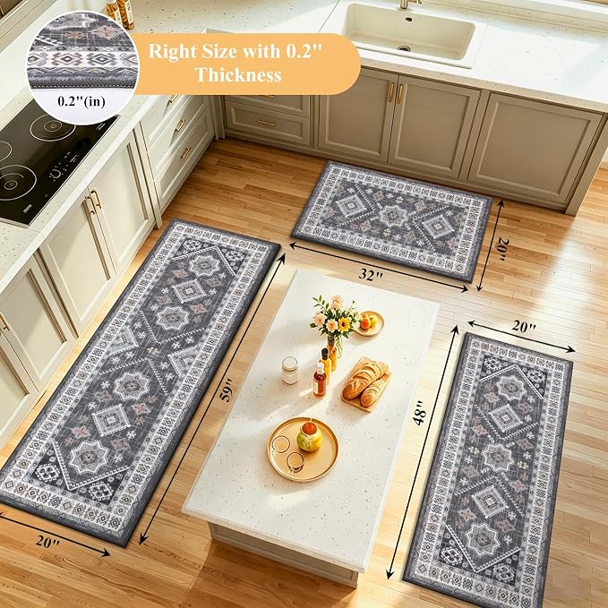 HEBE Boho Kitchen Rug Sets 3 Piece - Image 2