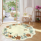 Lahome Floral Washable Round Rugs, Non-Slip Soft Round Rug 4ft Ultra-Thin - Image 2