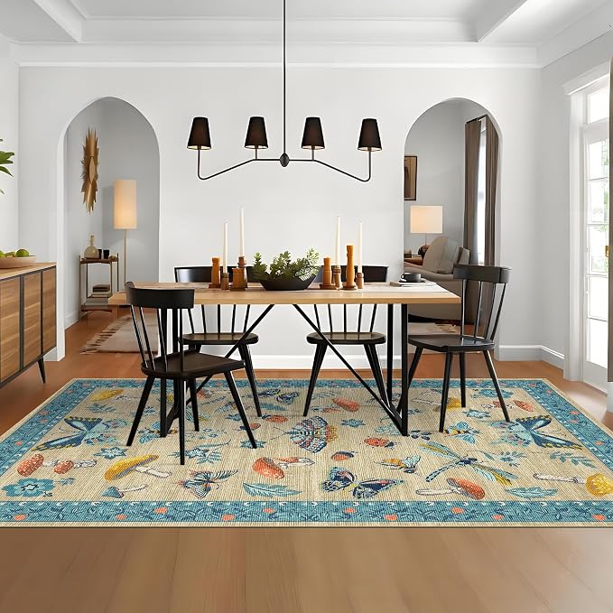 Mushroom Insect 8x10 Area Rugs, Washable Rugs - Image 3