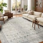 Washable Area Rugs 6x9 Floral Beige, Large Indoor Rug by Carpelux