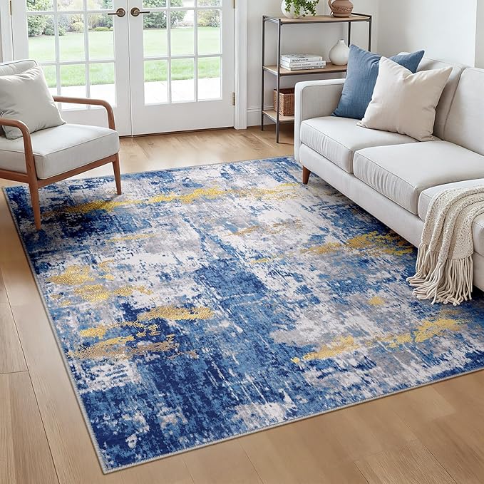 RELEANY Washable Area Rugs Square 6ft Non-Slip Modern Abstract Soft by RELEANY