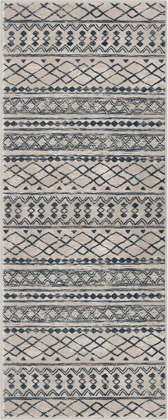KUTA Boho Kitchen Rug 2x5 Light Brown Black Moroccan Washable Runner Rug - Image 8