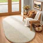 Ophanie 4x6 Oval Ivory Rugs for Bedroom Living Room Washable, Fluffy Fuzzy by Ophanie