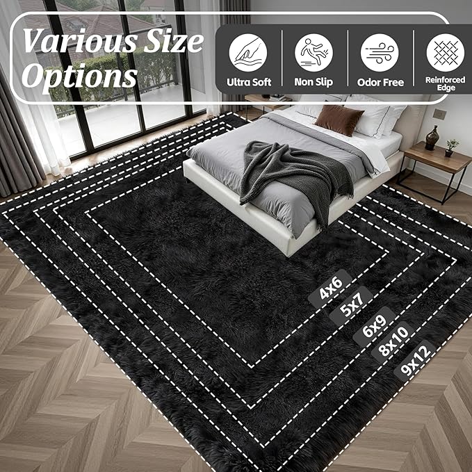 Fluffy 4x6 Area Rugs for Living Room Bedroom: Ultra Soft Shag Rug Non-Slip - Image 9