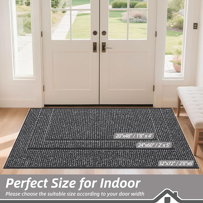 BEQHAUSE Dirt Trapper Door Mat 20" x 48", Non-Slip Washable Doormats Entrance - Image 2