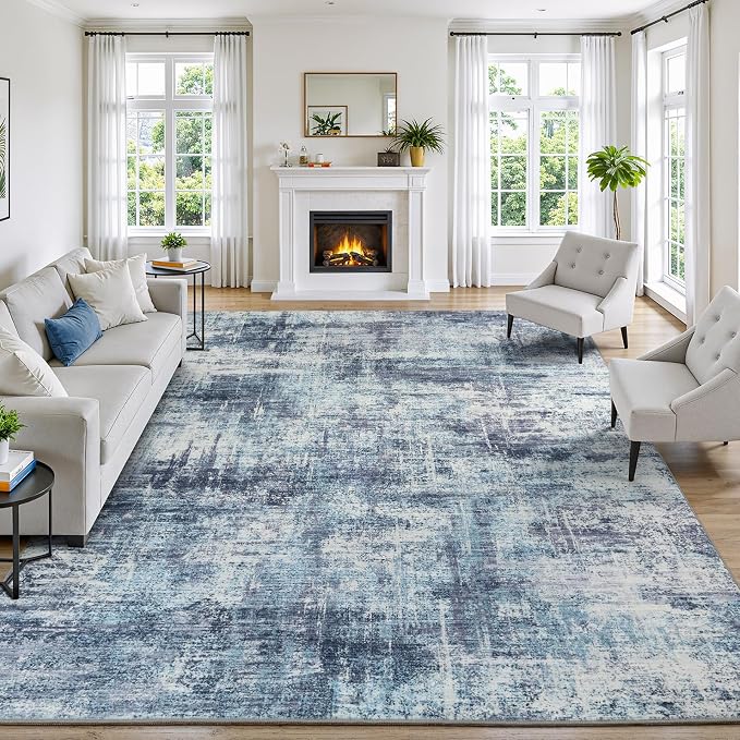 Lofus 9x12 Area Rug for Living Room, Neutral Modern Washable Carpet for Bedroom by Lofus