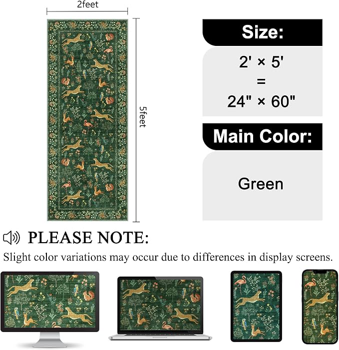 DUKINO 2x5 Rug for Hallway, Washable Kitchen Runner Rug - Image 2
