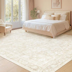 8x10 Area Rugs for Living Room: Washable Large Vintage Floral Rug Low Pile - Image 5