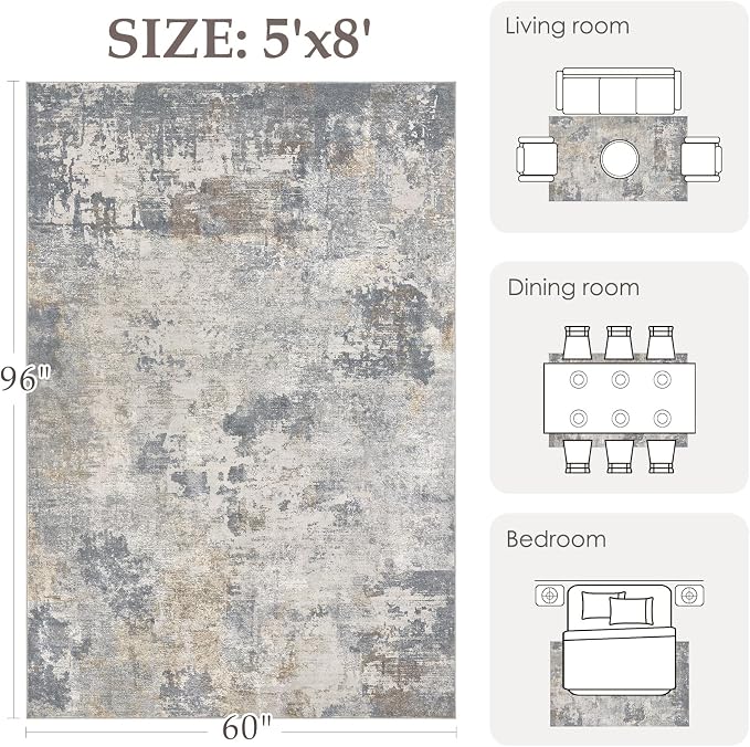 UERMEI 5x8 Area Rug Living Room Rugs - Image 2