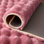 Dusty Rose Rabbit Plush Rug 2'x6', Fluffy Shaggy Area Rug - Image 7
